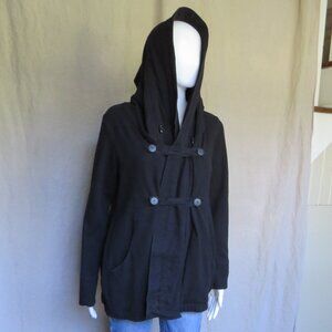 JARBO Black Hooded Cotton JACKET SIZE 36 Small, Pockets